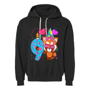 Red Panda 9th Birthday Im 9 Years Old Birthday Garment-Dyed Fleece Hoodie