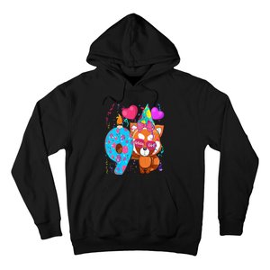 Red Panda 9th Birthday Im 9 Years Old Birthday Hoodie