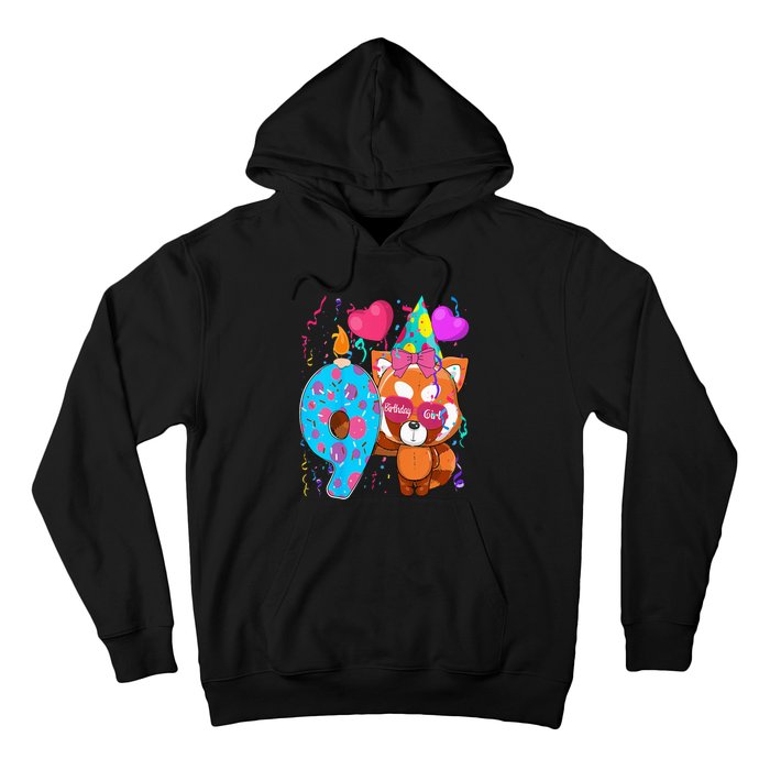 Red Panda 9th Birthday Im 9 Years Old Birthday Hoodie