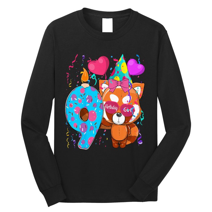 Red Panda 9th Birthday Im 9 Years Old Birthday Long Sleeve Shirt