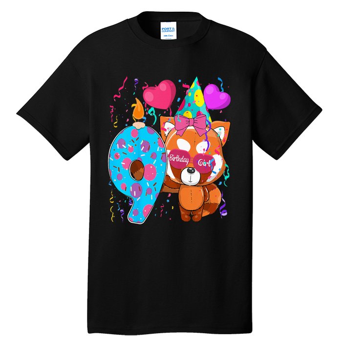 Red Panda 9th Birthday Im 9 Years Old Birthday Tall T-Shirt