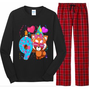 Red Panda 9th Birthday Im 9 Years Old Birthday Long Sleeve Pajama Set