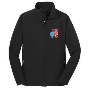 Red Panda 9th Birthday Im 9 Years Old Birthday Core Soft Shell Jacket