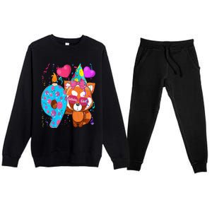 Red Panda 9th Birthday Im 9 Years Old Birthday Premium Crewneck Sweatsuit Set