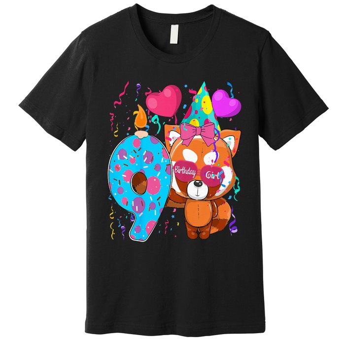 Red Panda 9th Birthday Im 9 Years Old Birthday Premium T-Shirt