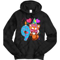 Red Panda 9th Birthday Im 9 Years Old Birthday Tie Dye Hoodie