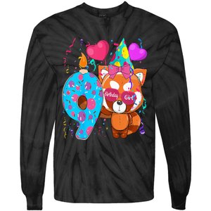 Red Panda 9th Birthday Im 9 Years Old Birthday Tie-Dye Long Sleeve Shirt