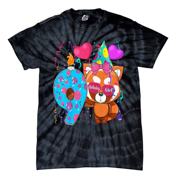 Red Panda 9th Birthday Im 9 Years Old Birthday Tie-Dye T-Shirt