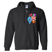 Red Panda 9th Birthday Im 9 Years Old Birthday Full Zip Hoodie