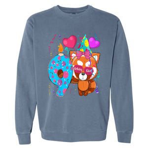 Red Panda 9th Birthday Im 9 Years Old Birthday Garment-Dyed Sweatshirt