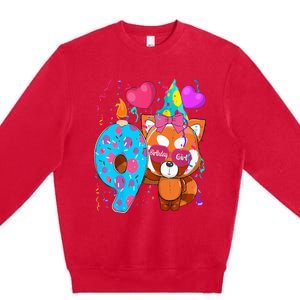 Red Panda 9th Birthday Im 9 Years Old Birthday Premium Crewneck Sweatshirt