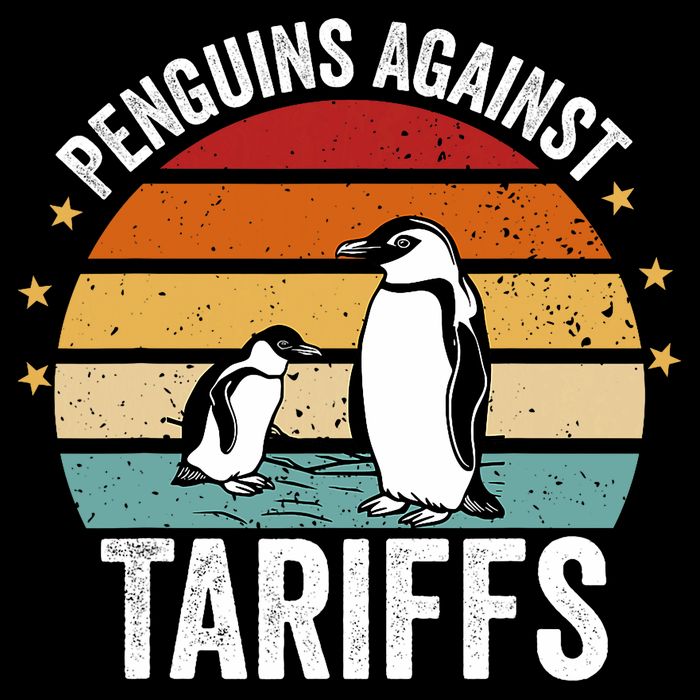 Retro Penguins Against Tariffs Anti Tariffs Funny Penguins  Poster