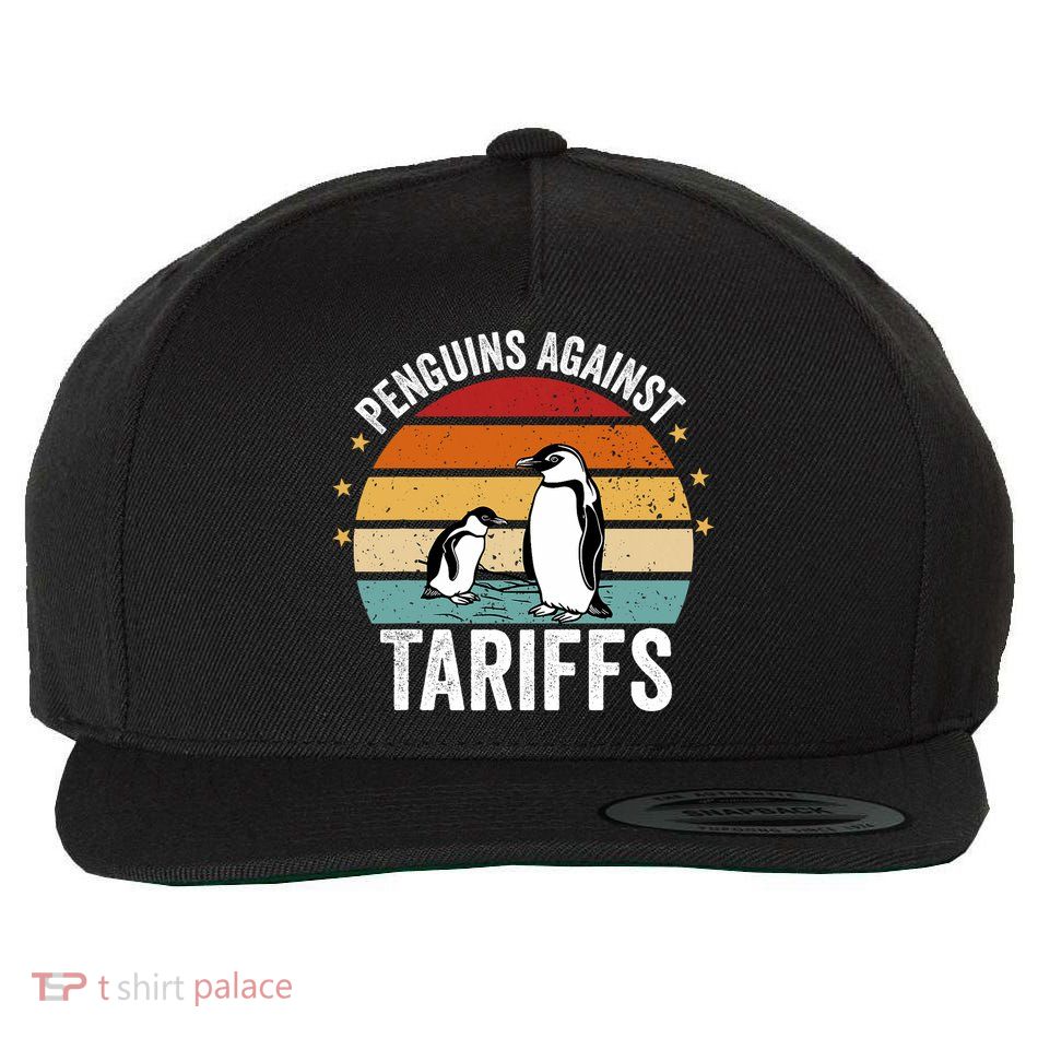 Retro Penguins Against Tariffs Anti Tariffs Funny Penguins  Wool Snapback Cap