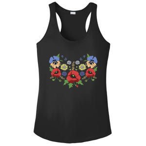 Red Poppies And Pansies Cute Floral Ukrainian Vyshyvanka Style Gift Ladies PosiCharge Competitor Racerback Tank