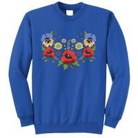 Red Poppies And Pansies Cute Floral Ukrainian Vyshyvanka Style Gift Sweatshirt