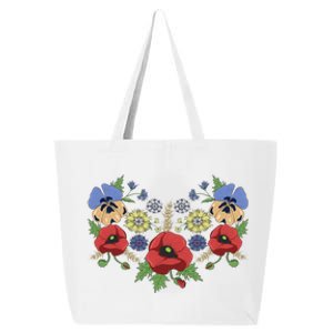 Red Poppies And Pansies Cute Floral Ukrainian Vyshyvanka Style Gift 25L Jumbo Tote