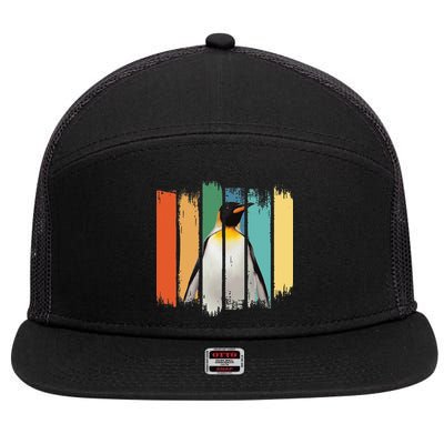 Retro Penguin Arctic Wildlife Nature Vintage Style 7 Panel Mesh Trucker Snapback Hat