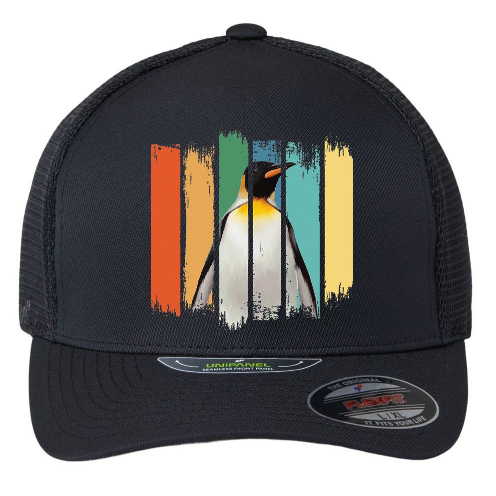 Retro Penguin Arctic Wildlife Nature Vintage Style Flexfit Unipanel Trucker Cap