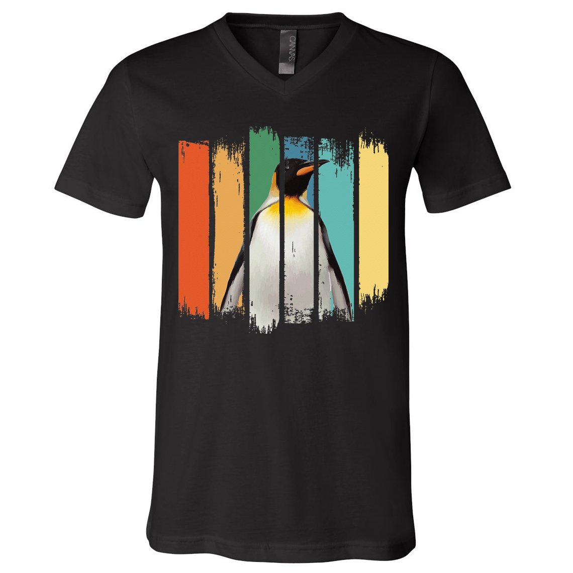 Retro Penguin Arctic Wildlife Nature Vintage Style V-Neck T-Shirt