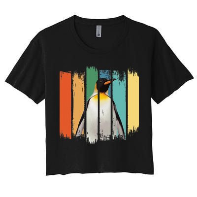 Retro Penguin Arctic Wildlife Nature Vintage Style Women's Crop Top Tee
