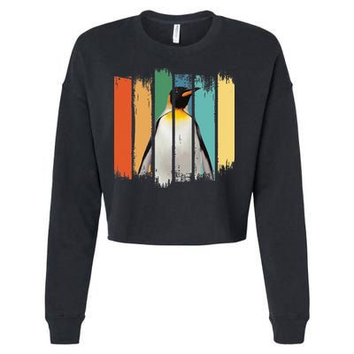 Retro Penguin Arctic Wildlife Nature Vintage Style Cropped Pullover Crew