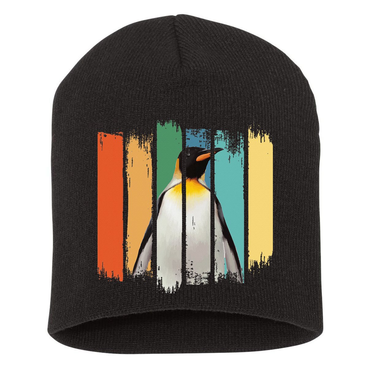 Retro Penguin Arctic Wildlife Nature Vintage Style Short Acrylic Beanie
