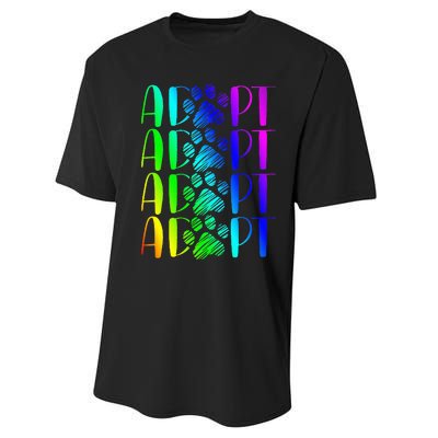 Rainbow Pet Adoption Graphic Dog Adopt Rescue Performance Sprint T-Shirt