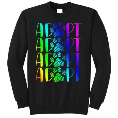 Rainbow Pet Adoption Graphic Dog Adopt Rescue Tall Sweatshirt