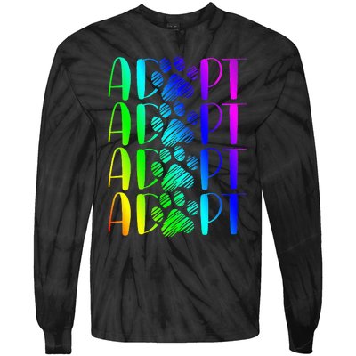 Rainbow Pet Adoption Graphic Dog Adopt Rescue Tie-Dye Long Sleeve Shirt