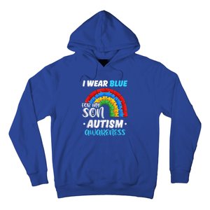 rainbow puzzle Autism I Wear Blue For Son Autism Awareness Hoodie