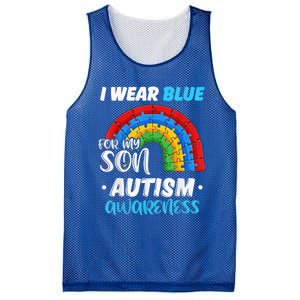 rainbow puzzle Autism I Wear Blue For Son Autism Awareness Mesh Reversible Basketball Jersey Tank