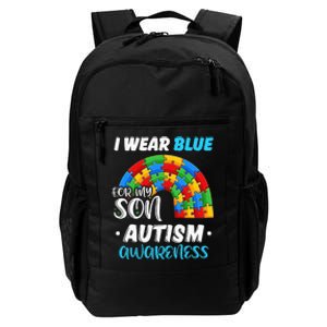 rainbow puzzle Autism I Wear Blue For Son Autism Awareness Daily Commute Backpack