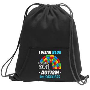 rainbow puzzle Autism I Wear Blue For Son Autism Awareness Sweatshirt Cinch Pack Bag