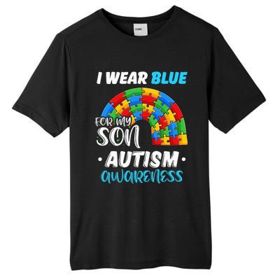 rainbow puzzle Autism I Wear Blue For Son Autism Awareness Tall Fusion ChromaSoft Performance T-Shirt