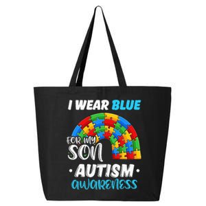 rainbow puzzle Autism I Wear Blue For Son Autism Awareness 25L Jumbo Tote