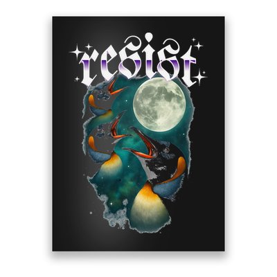 Resist Penguins Activism Three Penguin Moon Poster