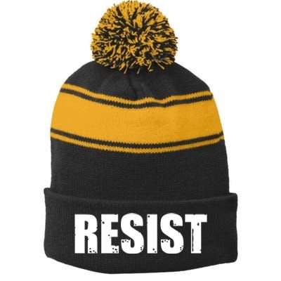 Resist Political Anti Authority Protest Rebel Rally March Stripe Pom Pom Beanie