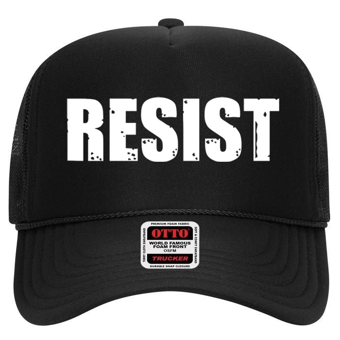 Resist Political Anti Authority Protest Rebel Rally March High Crown Mesh Back Trucker Hat