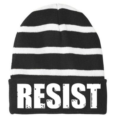 Resist Political Anti Authority Protest Rebel Rally March Striped Beanie with Solid Band