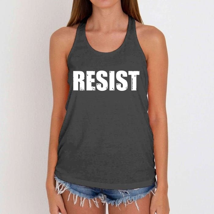 Resist Political Anti Authority Protest Rebel Rally March Women's Knotted Racerback Tank