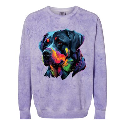 Rottweiler Pop Art Design Funny Rottweiler Colorblast Crewneck Sweatshirt