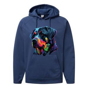 Rottweiler Pop Art Design Funny Rottweiler Performance Fleece Hoodie