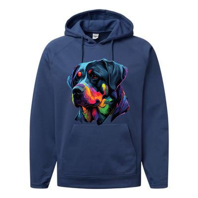 Rottweiler Pop Art Design Funny Rottweiler Performance Fleece Hoodie