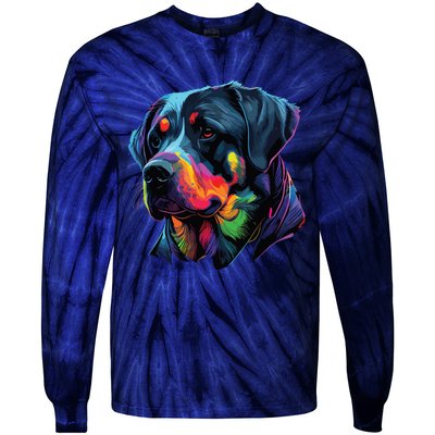 Rottweiler Pop Art Design Funny Rottweiler Tie-Dye Long Sleeve Shirt