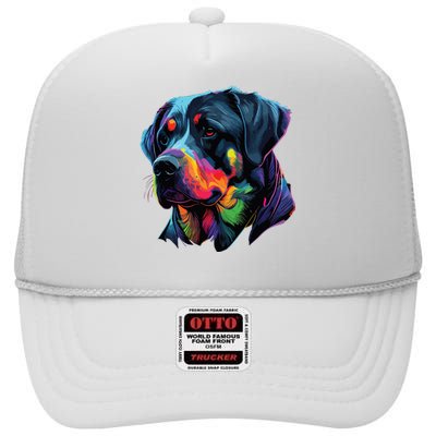 Rottweiler Pop Art Design Funny Rottweiler High Crown Mesh Back Trucker Hat