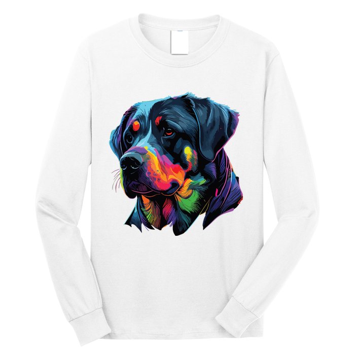 Rottweiler Pop Art Design Funny Rottweiler Long Sleeve Shirt