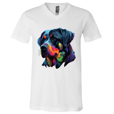 Rottweiler Pop Art Design Funny Rottweiler V-Neck T-Shirt