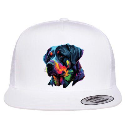 Rottweiler Pop Art Design Funny Rottweiler Flat Bill Trucker Hat