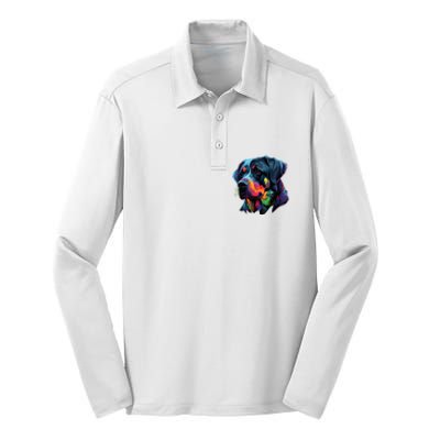 Rottweiler Pop Art Design Funny Rottweiler Silk Touch Performance Long Sleeve Polo