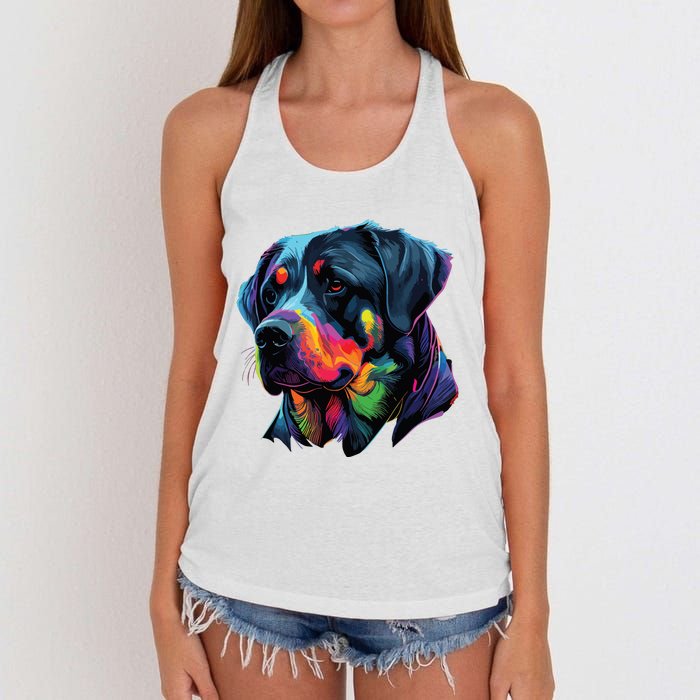 Rottweiler Pop Art Design Funny Rottweiler Women's Knotted Racerback Tank